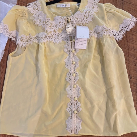 Doen Josephine Lace-Trim Silk Blouse - Picture 4 of 5